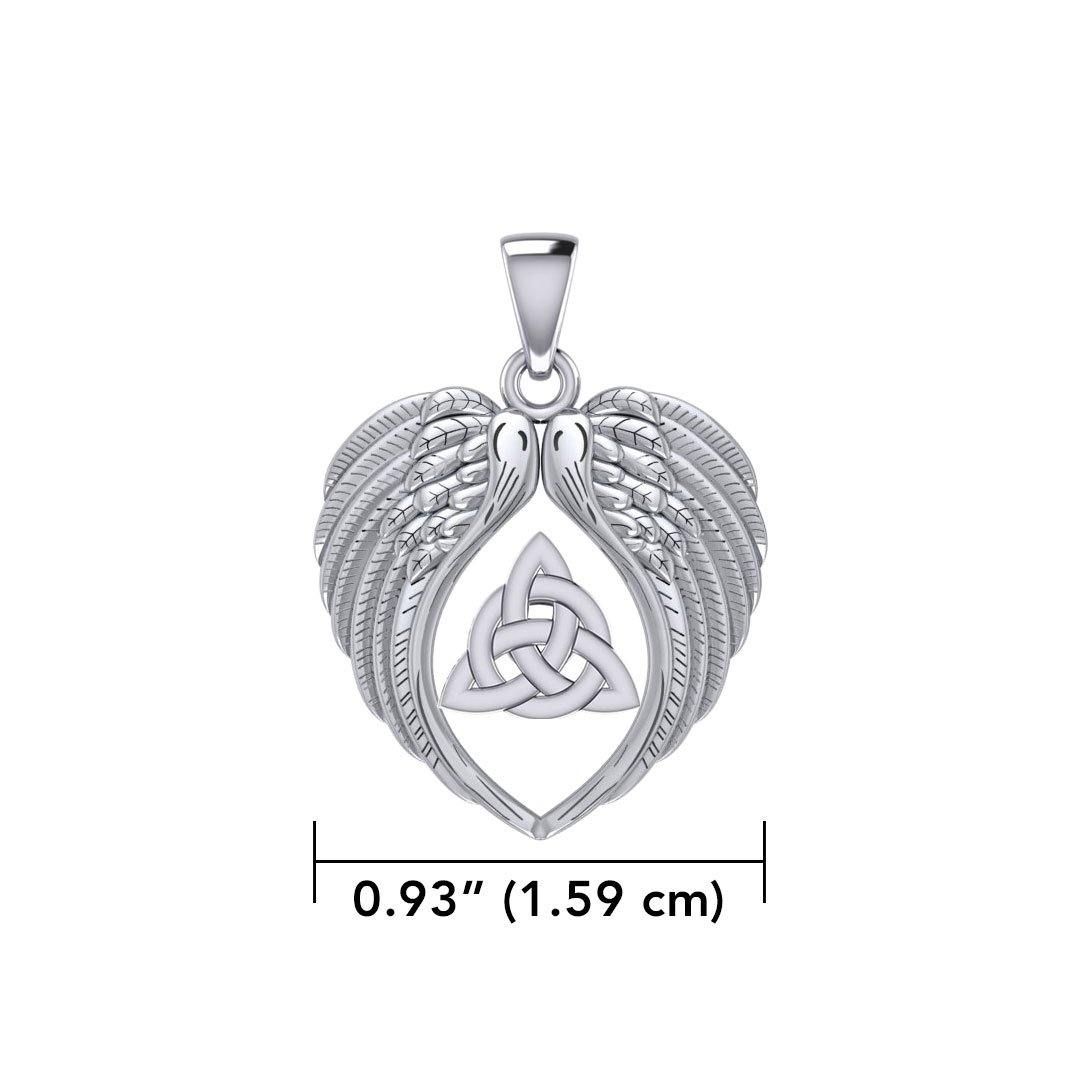 Feel the Tranquil in Angels Wings Silver Pendant with Triquetra TPD5457 - Jewelry