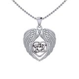 Feel the Tranquil in Angels Wings Silver Pendant with Celtic Heart TPD5458 - Jewelry