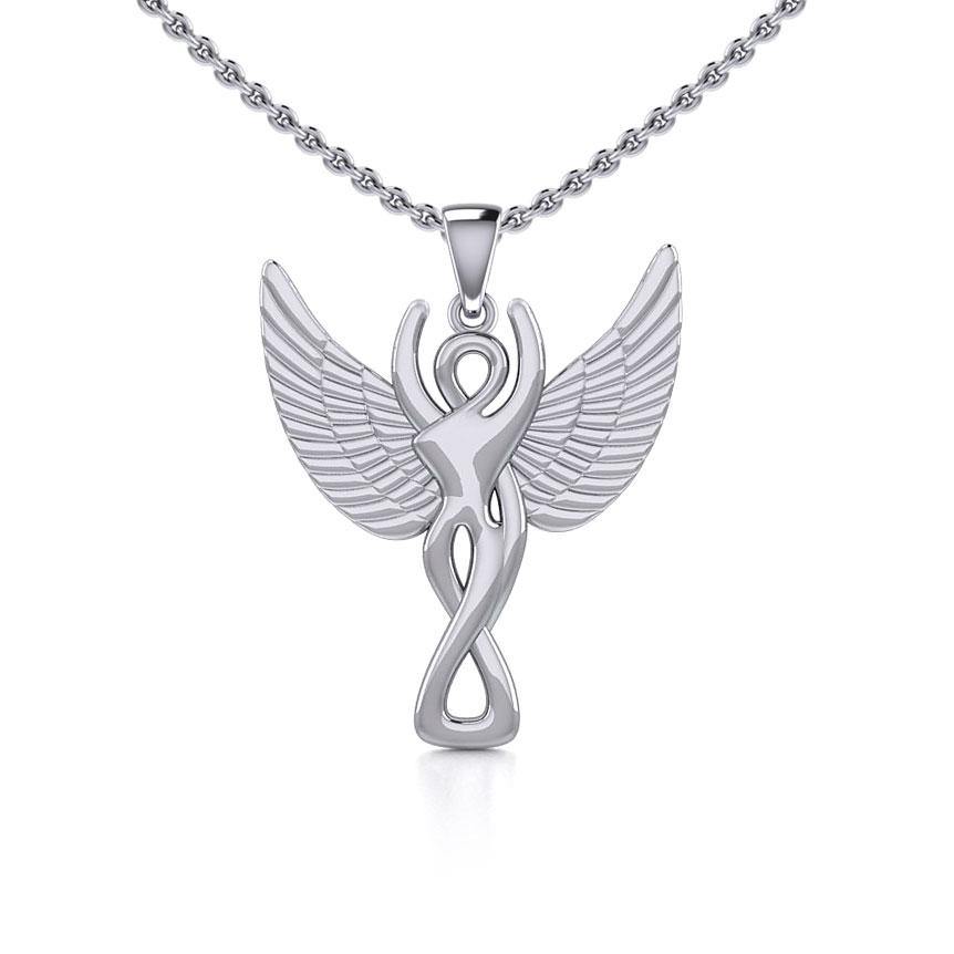 Silver Winged Goddess Pendant TPD5470 - Jewelry