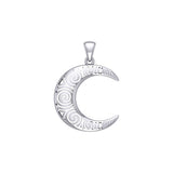 Spiral Crescent Moon Sterling Silver Pendant TPD5477