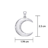 Spiral Crescent Moon Sterling Silver Pendant TPD5477