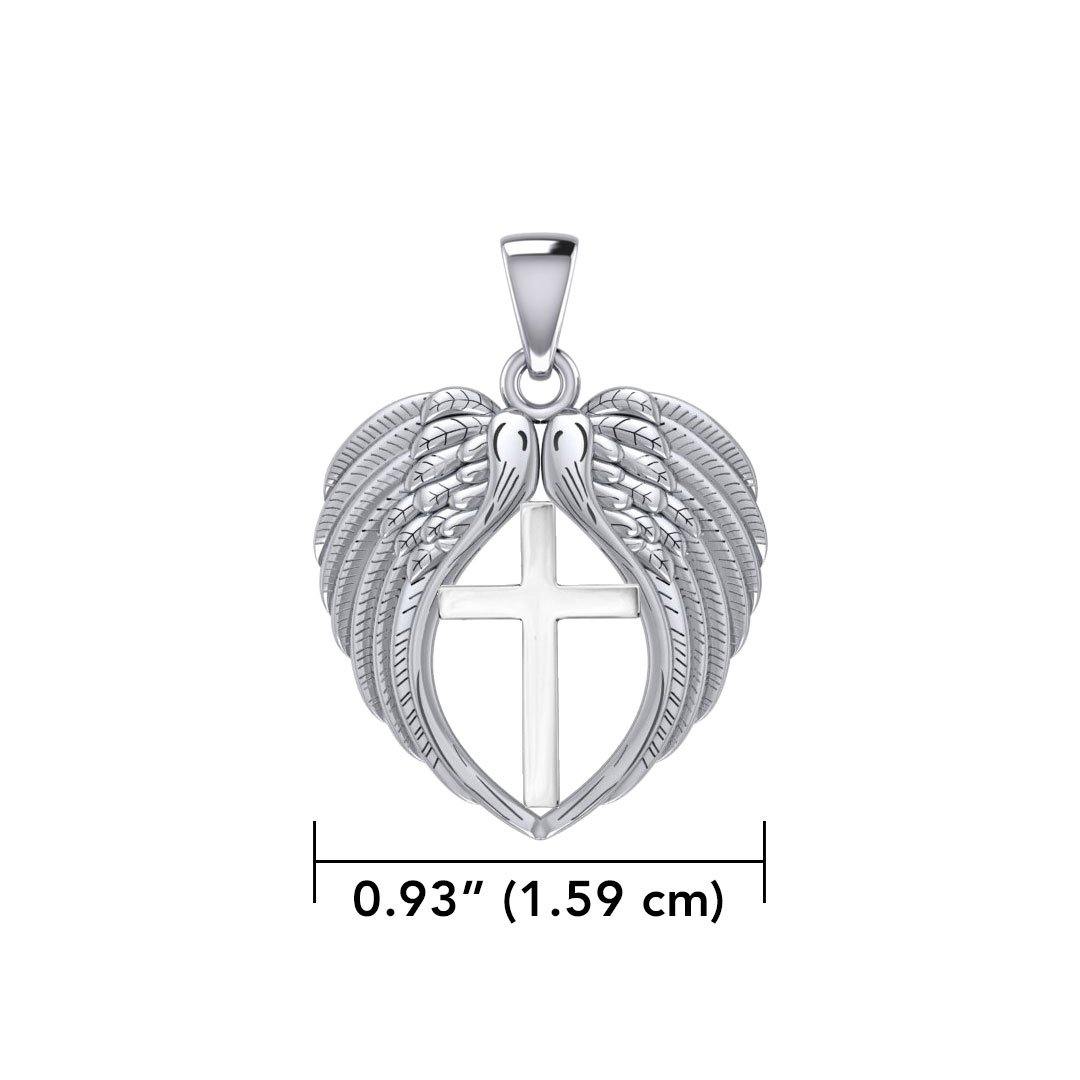 Feel the Tranquil in Angels Wings Silver Pendant with Cross TPD5481 - Jewelry