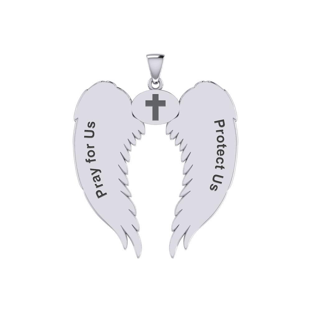 Guardian Angel Wings Silver Pendant with Cancer Zodiac Sign TPD5518 - Jewelry