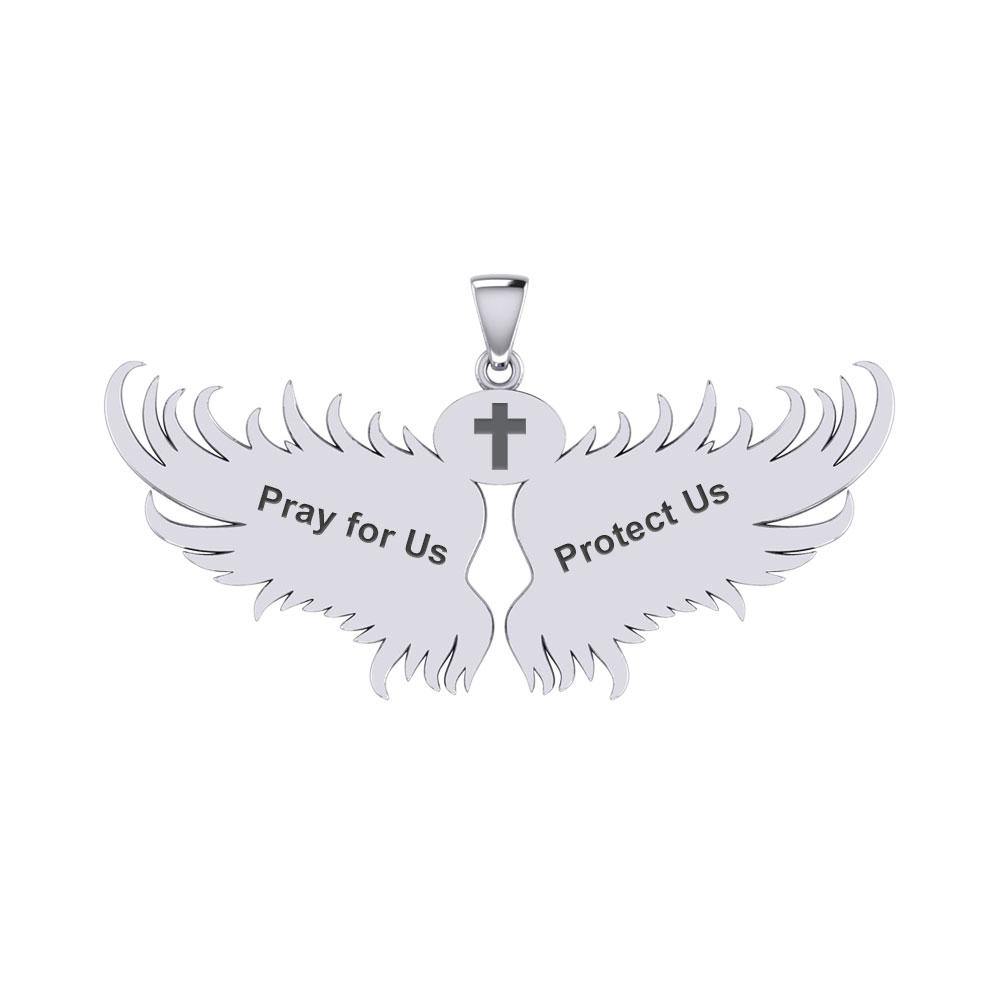 Guardian Angel Wings Silver Pendant with Scorpio Zodiac Sign TPD5522 - Jewelry
