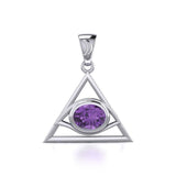 Eye of The Pyramid Silver Pendant with Gem TPD5610