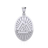 Sterling Silver Viking Valknut Oval Pendant Jewelry TPD5615 - Jewelry