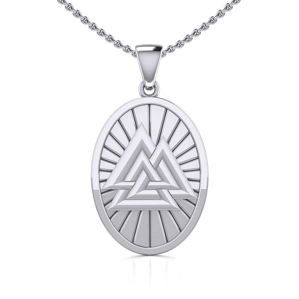 Sterling Silver Viking Valknut Oval Pendant Jewelry TPD5615 - Jewelry
