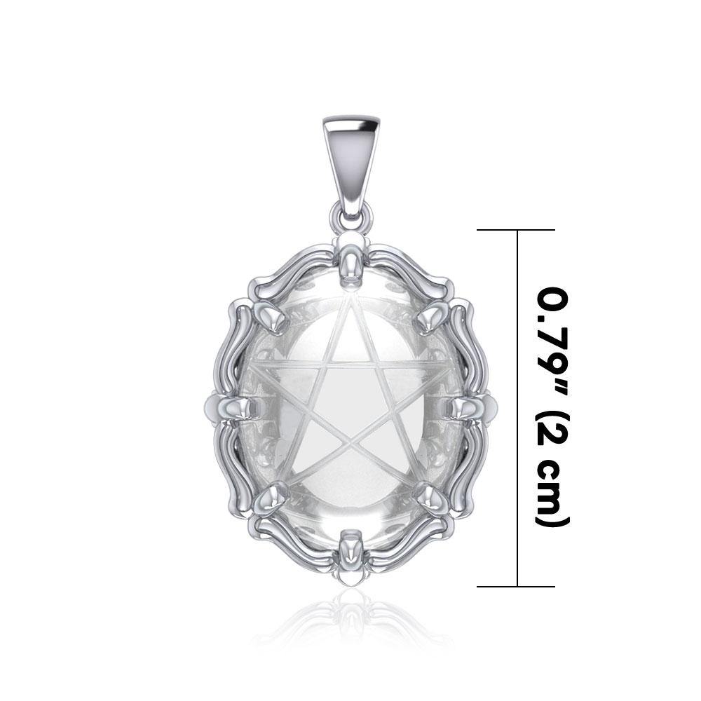 Star Sterling Silver Pendant with Natural Clear Quartz TPD5632 - Jewelry