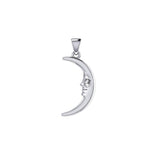 Double Sided Small Crescent Moon Silver Pendant TPD5636 - Jewelry