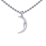 Double Sided Small Crescent Moon Silver Pendant TPD5636 - Jewelry