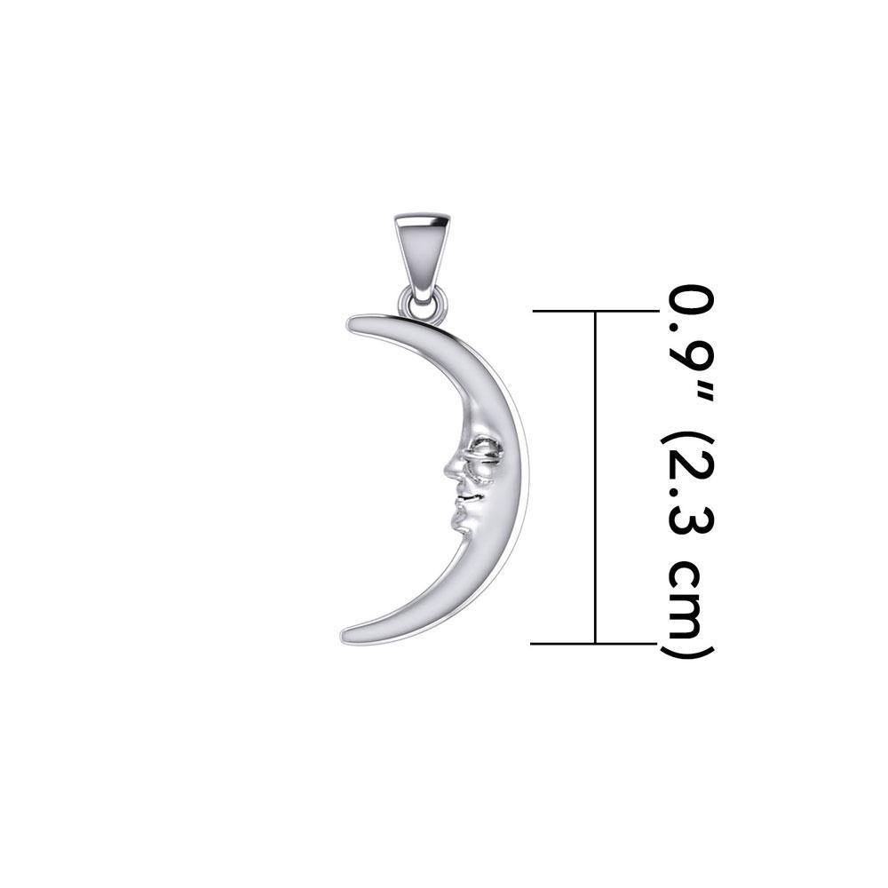 Double Sided Small Crescent Moon Silver Pendant TPD5636 - Jewelry