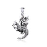 Flying Dragon with Celtic Wing Silver Pendant TPD5641