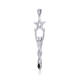 Twin Goddess with Pentacle Silver Pendant TPD5658 - Magicksymbols
