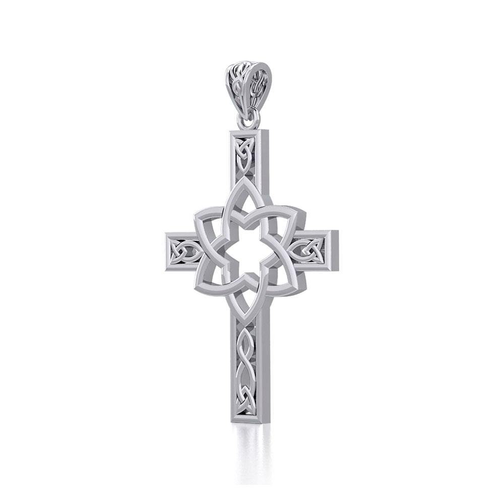 Mandala on Celtic Cross Silver Pendant TPD5665 - Jewelry