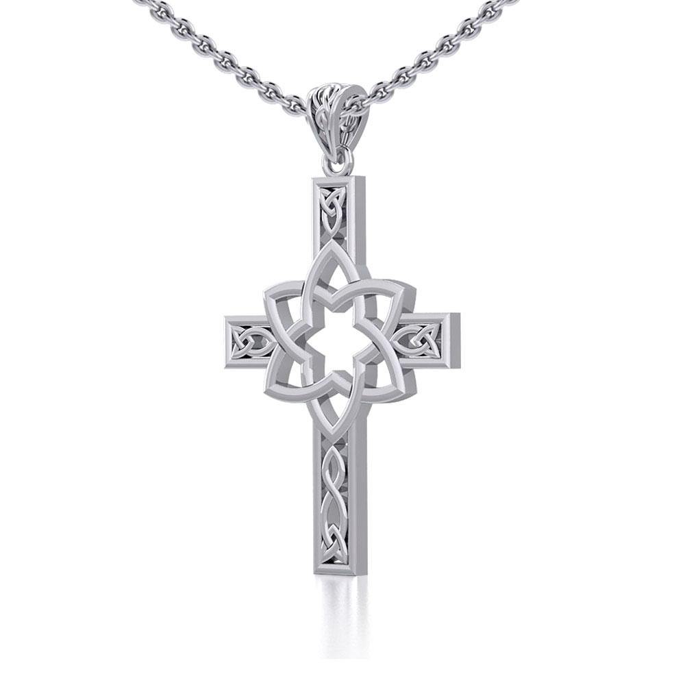 Mandala on Celtic Cross Silver Pendant TPD5665 - Jewelry