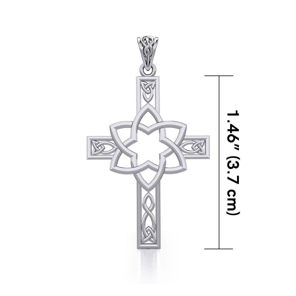 Mandala on Celtic Cross Silver Pendant TPD5665 - Jewelry