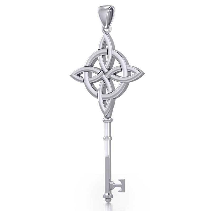 Celtic Four Point Knot Spiritual Enchantment Key Sterling Silver Pendant TPD5675