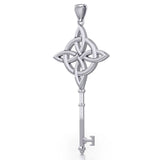 Celtic Four Point Knot Spiritual Enchantment Key Sterling Silver Pendant TPD5675