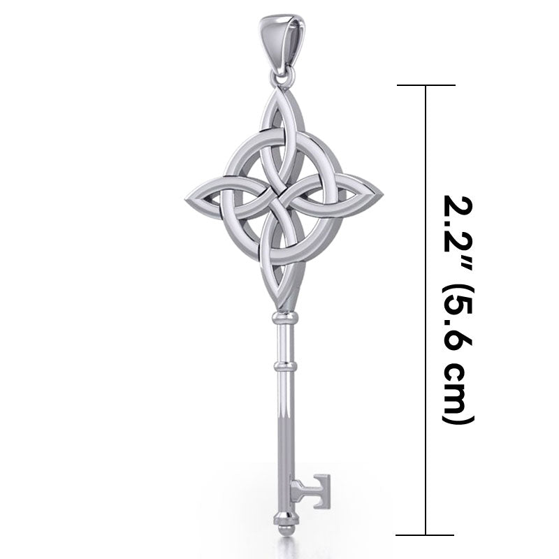 Celtic Four Point Knot Spiritual Enchantment Key Sterling Silver Pendant TPD5675