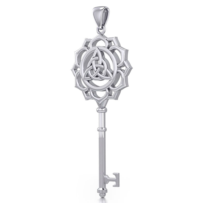 Celtic Triquetra Spiritual Enchantment Key Silver Pendant TPD5676