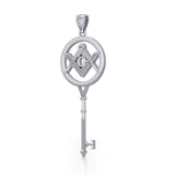 Masonic Compass Square Spiritual Enchantment Key Silver Pendant TPD5683