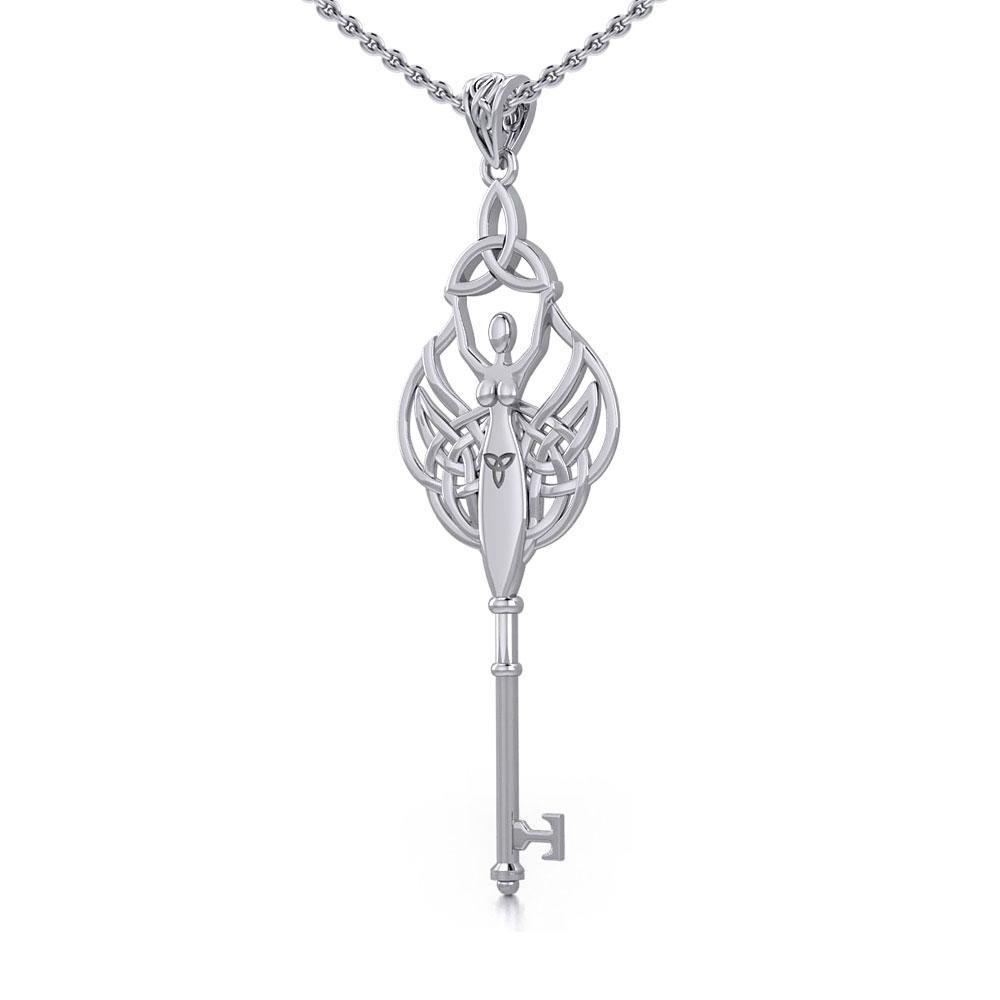 Celtic Trinity Goddess Spiritual Enchantment Key Silver Pendant TPD5684 - Jewelry