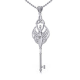 Celtic Trinity Goddess Spiritual Enchantment Key Silver Pendant TPD5684 - Jewelry