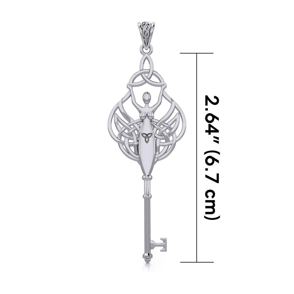 Celtic Trinity Goddess Spiritual Enchantment Key Silver Pendant TPD5684 - Jewelry