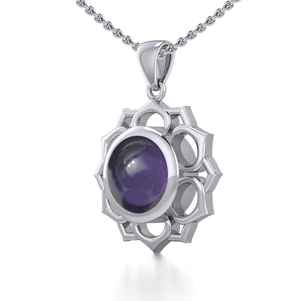 Chakra Silver Pendant with Large Stone TPD5687 - Jewelry
