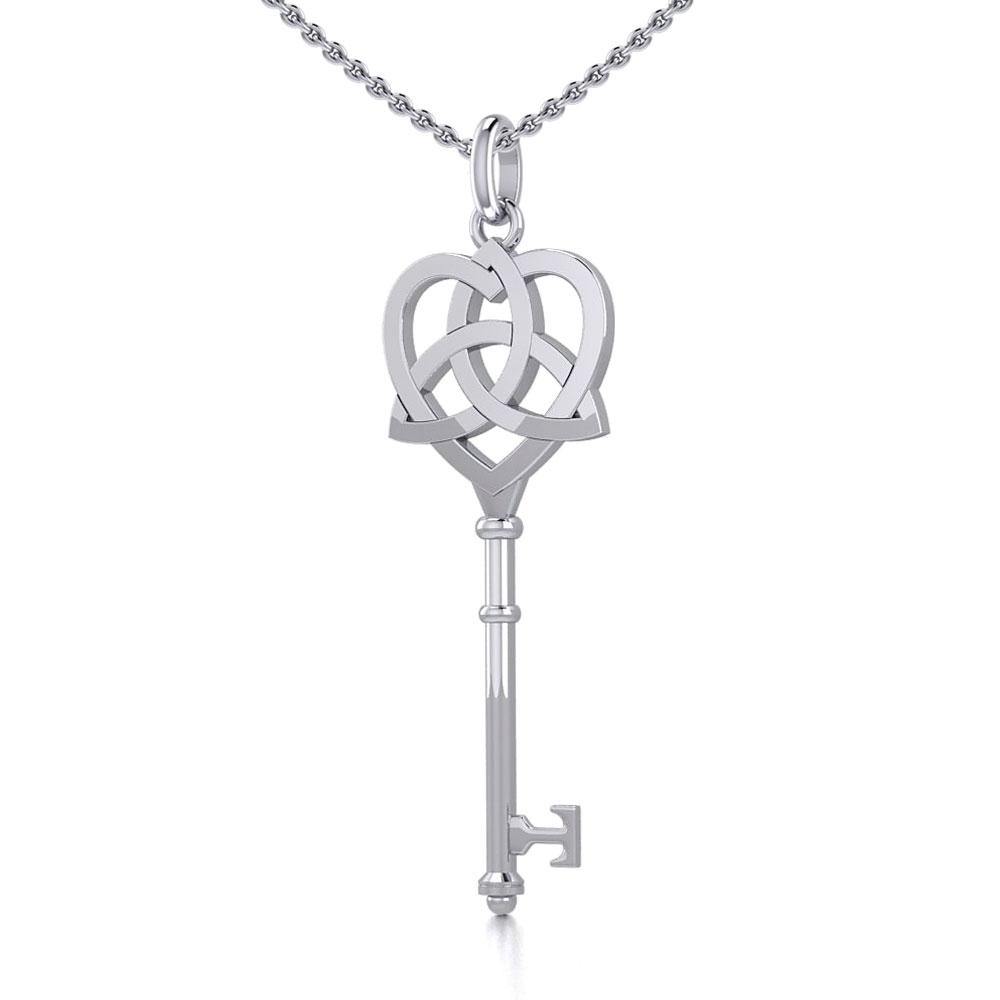Celtic Heart Spiritual Enchantment Key Silver Pendant TPD5708 - Jewelry