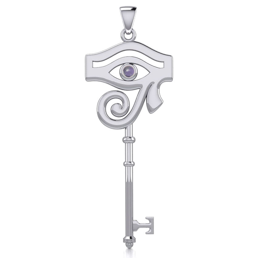 The Eye of Horus Spiritual Enchantment Key Silver Pendant with Gem TPD5711