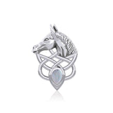 Silver Horsehead Knotwork Pendant with Gemstone  TPD5727 - Jewelry
