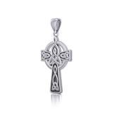 Celtic Cross with Trinity Knot Solid White Gold Pendant WPD5809