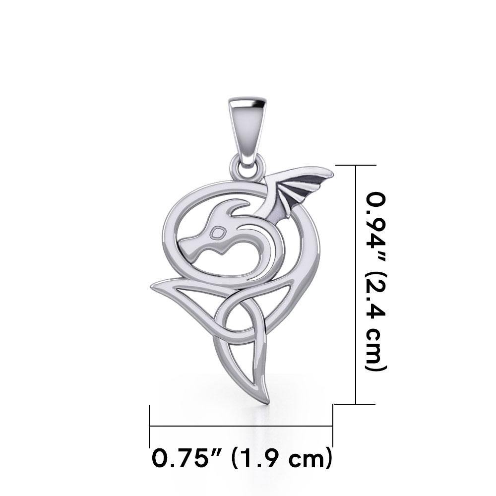 Flying Dragon with Celtic Trinity Knot Silver Pendant TPD5817 - Jewelry