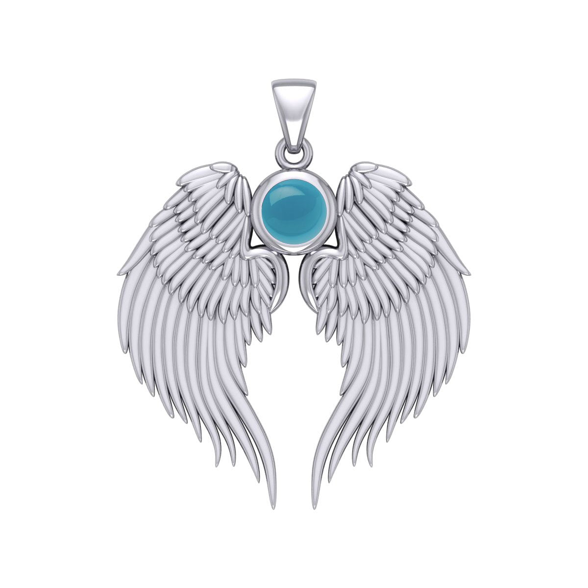 Guardian Angel Wings Silver Pendant with Birthstone TPD5866