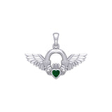 Irish Claddagh with Angel Wing Sterling Silver Pendant TPD5875