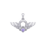 Irish Claddagh with Angel Wing Sterling Silver Pendant TPD5875