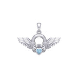 Irish Claddagh with Angel Wing Sterling Silver Pendant TPD5875