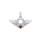 Irish Claddagh with Angel Wing Sterling Silver Pendant TPD5875