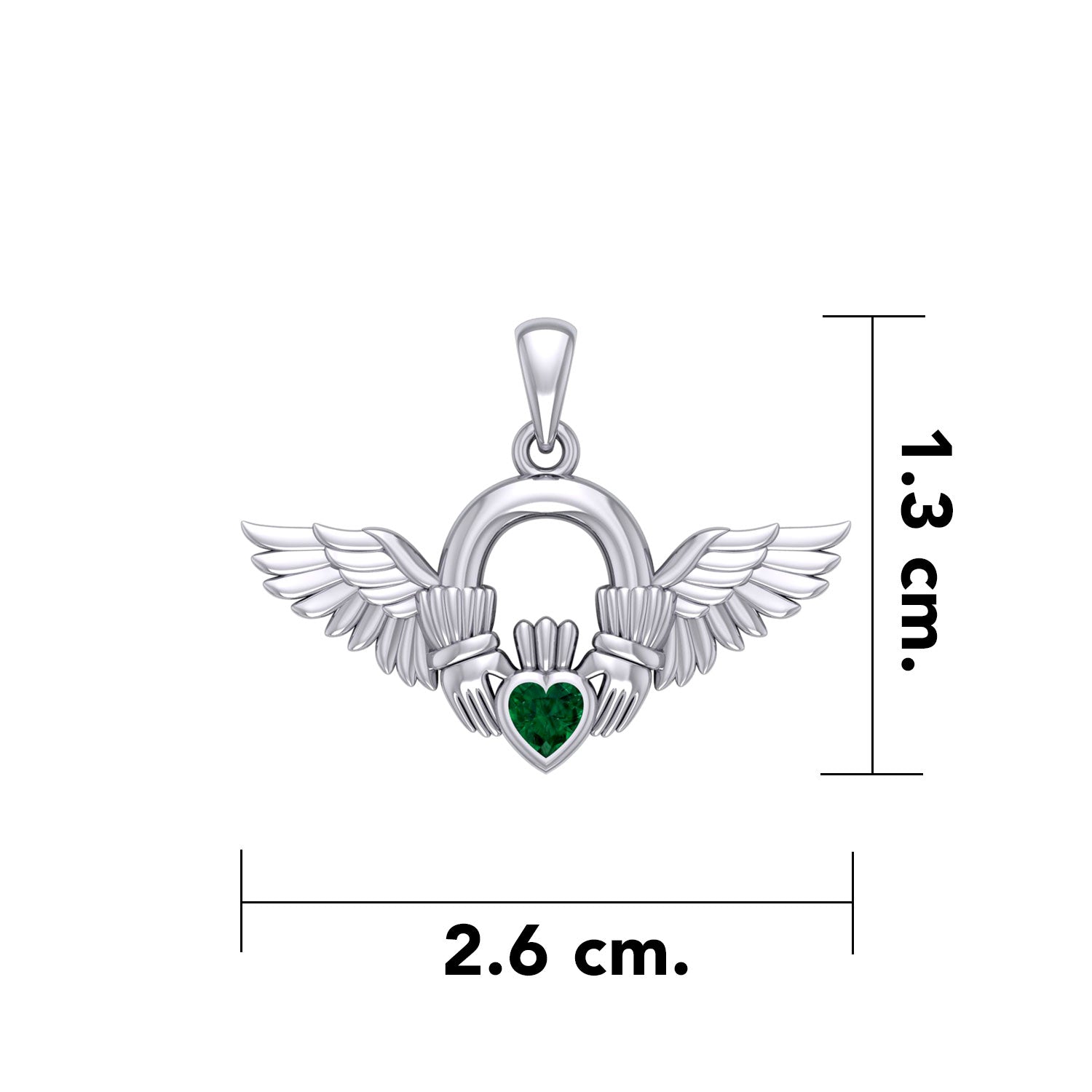 Irish Claddagh with Angel Wing Sterling Silver Pendant TPD5875