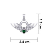 Irish Claddagh with Angel Wing Sterling Silver Pendant TPD5875