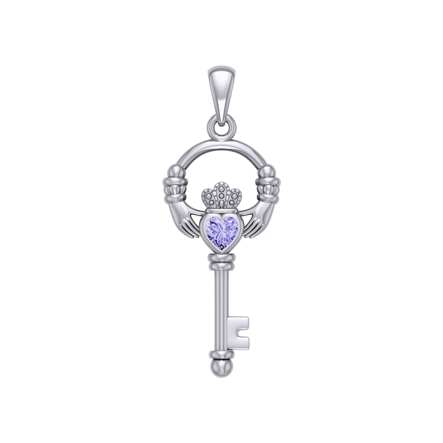 Irish Claddagh Mini Spiritual Key Silver Pendant TPD5878