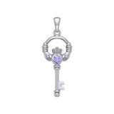 Irish Claddagh Mini Spiritual Key Silver Pendant TPD5878