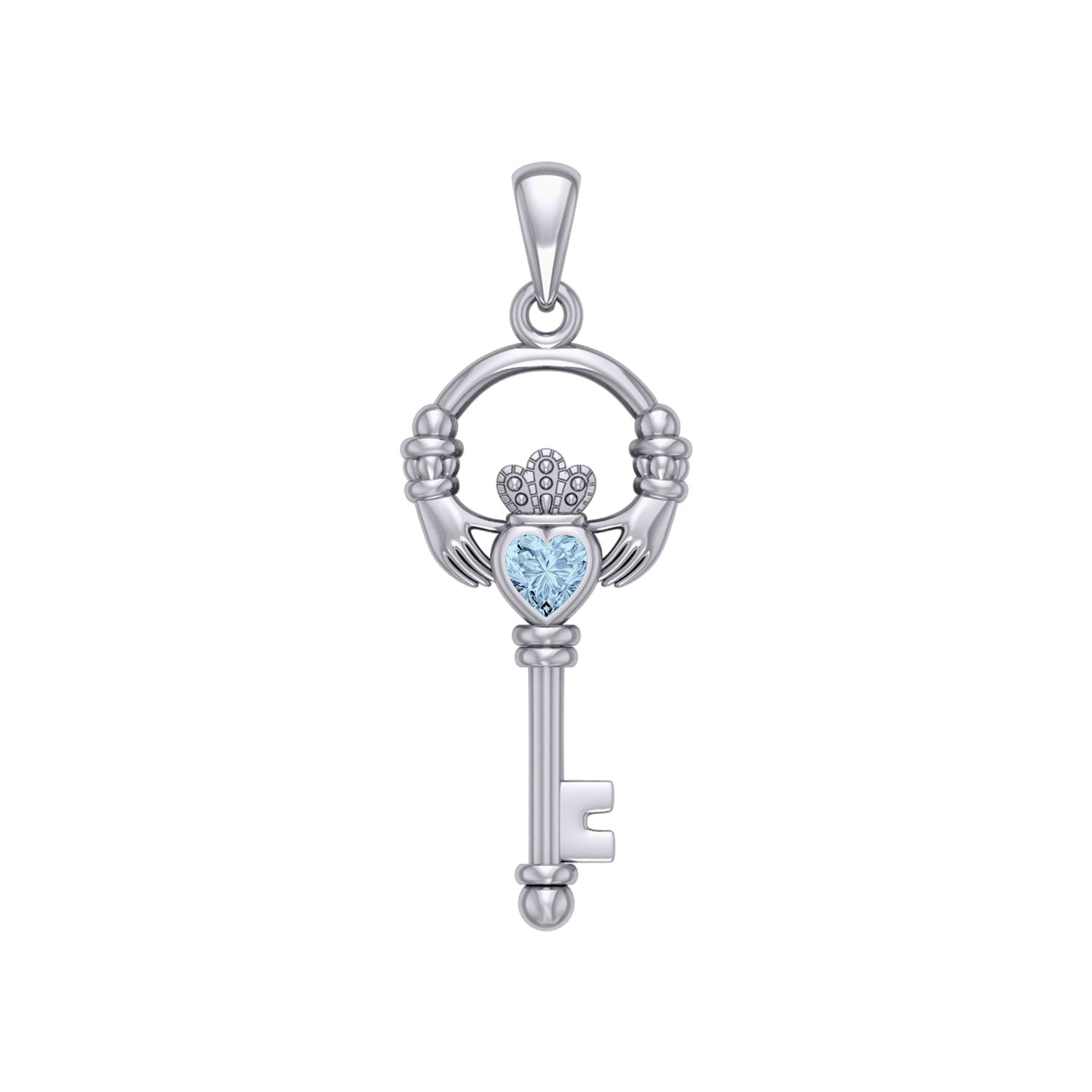 Irish Claddagh Mini Spiritual Key Silver Pendant TPD5878