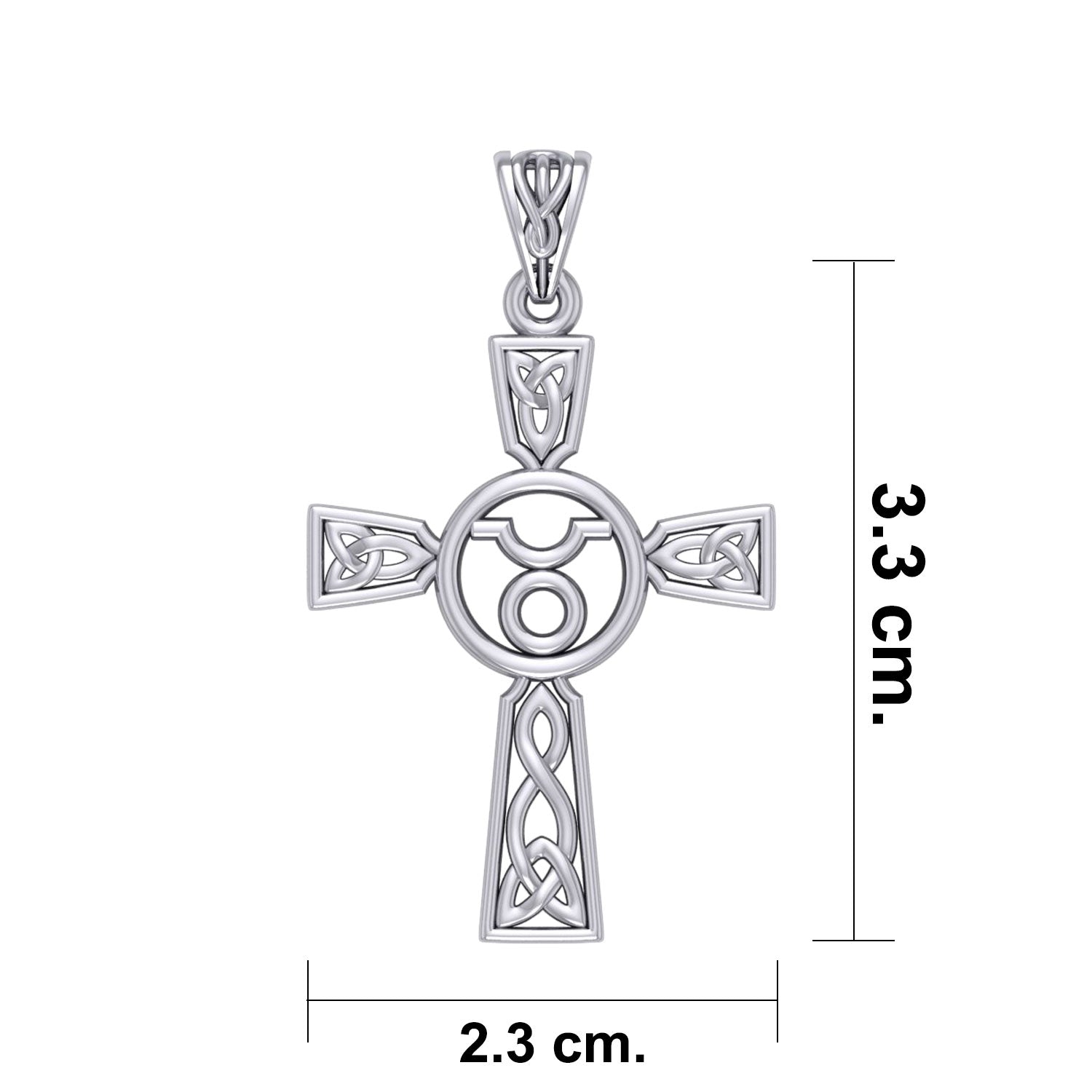 Celtic Cross Taurus Astrology Zodiac Sign Silver Pendant TPD5949
