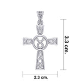 Celtic Cross Taurus Astrology Zodiac Sign Silver Pendant TPD5949