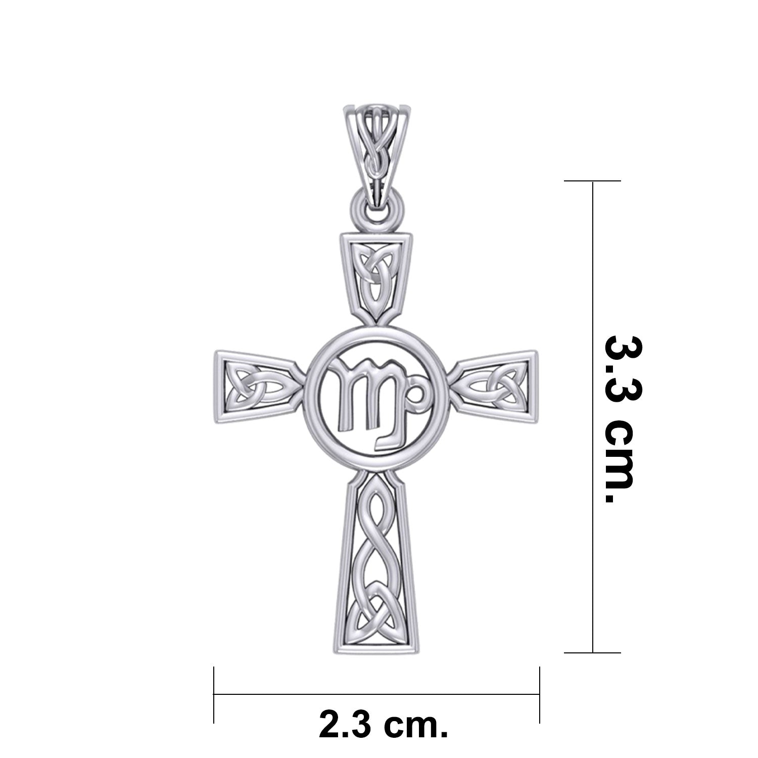 Celtic Cross Virgo Astrology Zodiac Sign Silver Pendant TPD5953
