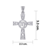 Celtic Cross Virgo Astrology Zodiac Sign Silver Pendant TPD5953