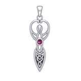 Celtic Goddess with Birthstone Silver Pendant TPD5959