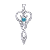Celtic Infinity Goddess with Birthstone Silver Pendant TPD5960